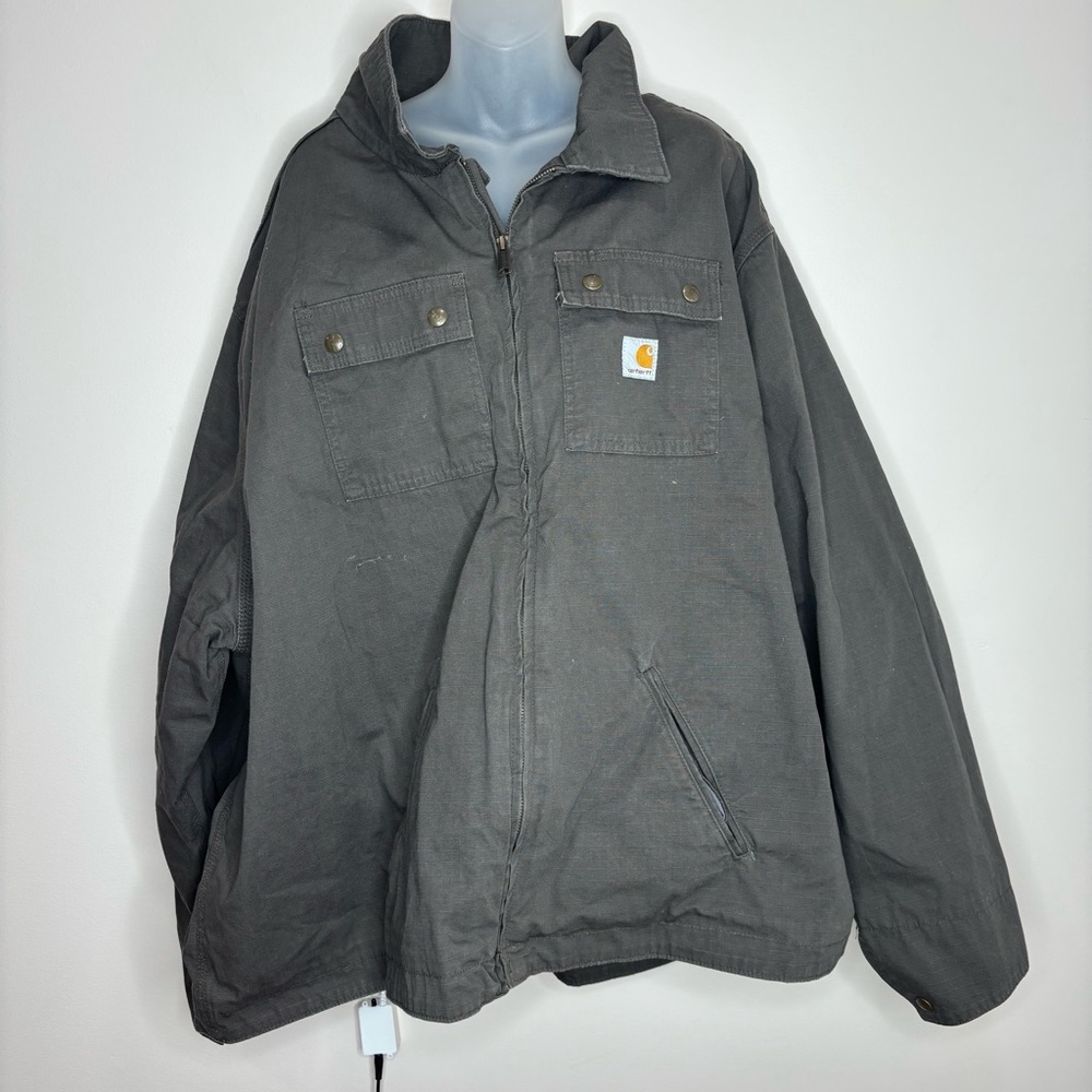 Carhartt size 4XL Chore Jacket Coat grey gray zip up 100% Cotton